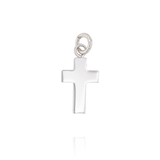 Ingrosso pendente croce piatta e lucida in argento 925 rhodiato cod. 1104483