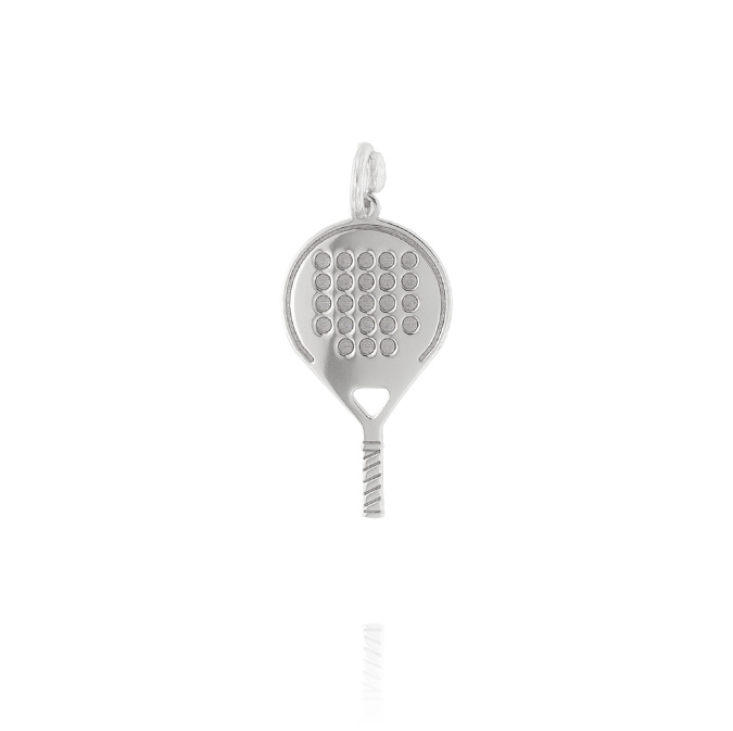 Ingrosso pendente racchetta da tennis lucida e traforata in argento 925 rhodiato cod. 1104481