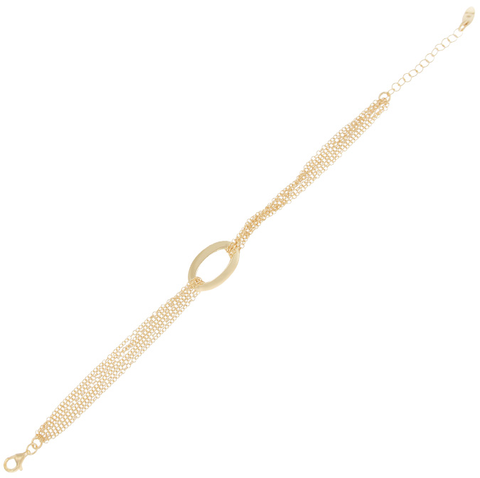 Ingrosso bracciale a 6 fili rollò con ciondolo ovale centrale in argento 925 placcato oro cod. 1923766