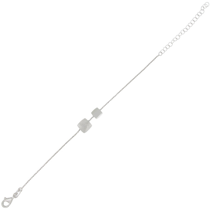 Ingrosso bracciale con 2 placche quadrate doppie in argento 925 rhodiato cod. 48021221