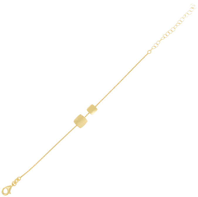 Ingrosso bracciale con 2 placche quadrate doppie in argento 925 placcato oro cod. 48021226