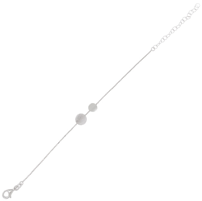 Ingrosso bracciale con 2 placche tonde doppie in argento 925 rhodiato cod. 48021231