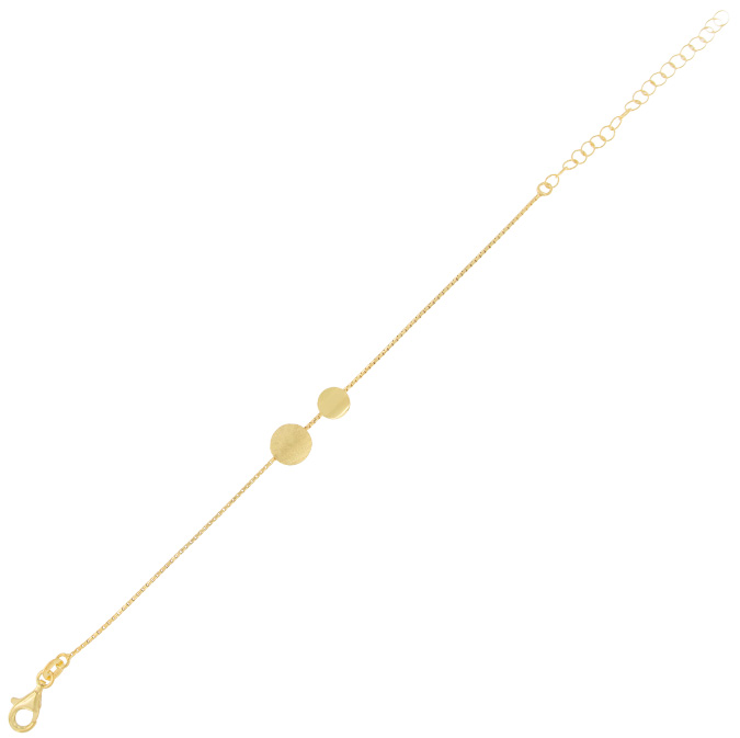 Ingrosso bracciale con 2 placche tonde doppie in argento 925 gold plated cod. 48021236