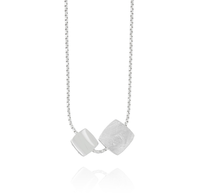 Ingrosso collana con 2 placche quadrate doppie in argento 925 rhodiato cod. 40832221