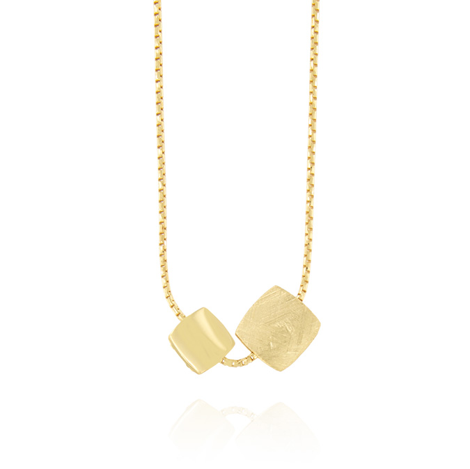 Ingrosso collana con 2 placche quadrate doppie in argento 925 placcato oro cod. 40832226