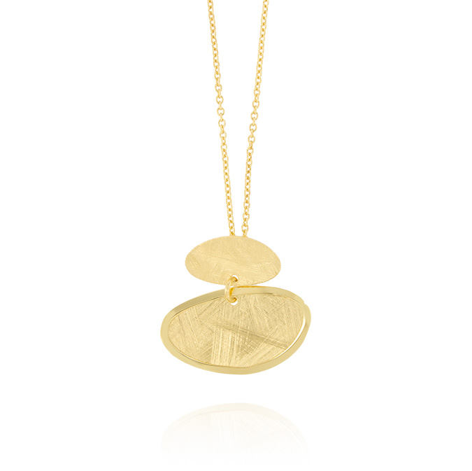 Ingrosso collana con 2 placche ovali satinate in argento 925 placcato oro cod. 48032176