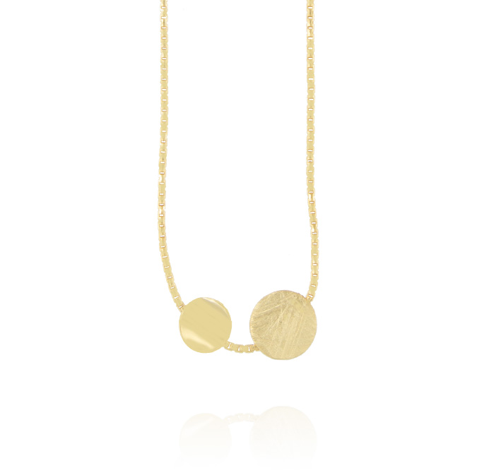 Ingrosso collana con 2 placche tonde doppie in argento 925 placcato oro cod. 48032186