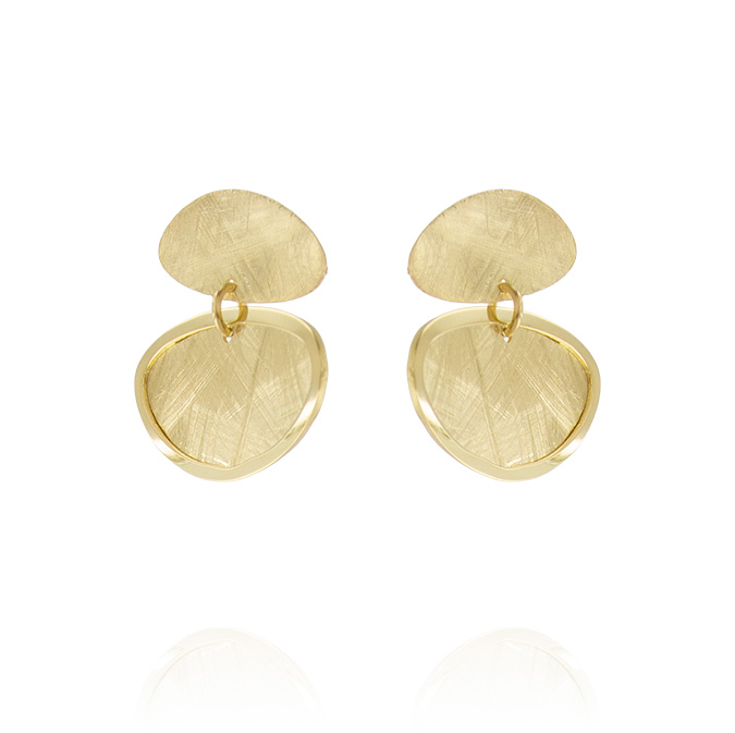 Ingrosso orecchini con 2 placche ovali satinati in argento 925 placcato oro cod. 48013166