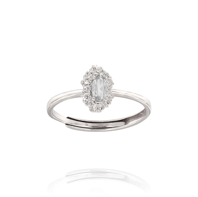 Ingrosso anello Royal / Kate ovale verticale piccolo con zirconi bianchi in argento 925 rhodiato cod. 01273931