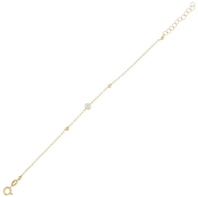 Ingrosso bracciale con una perla bianca centrale tra 2 palline in argento 925 placcato oro cod. 19233876